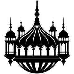 traditional mosque chandelier silhouette vector illustration 