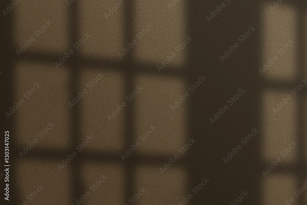 Poster window frame shadow creating a grid pattern on the wall.