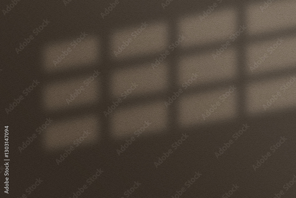 Poster window pane shadow in a rectangular grid on a surface.