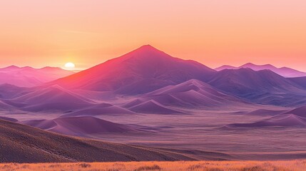 Sunrise over colorful desert mountains