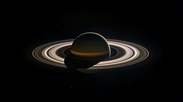 A view of Saturn and its rings illuminated against the dark backdrop of space