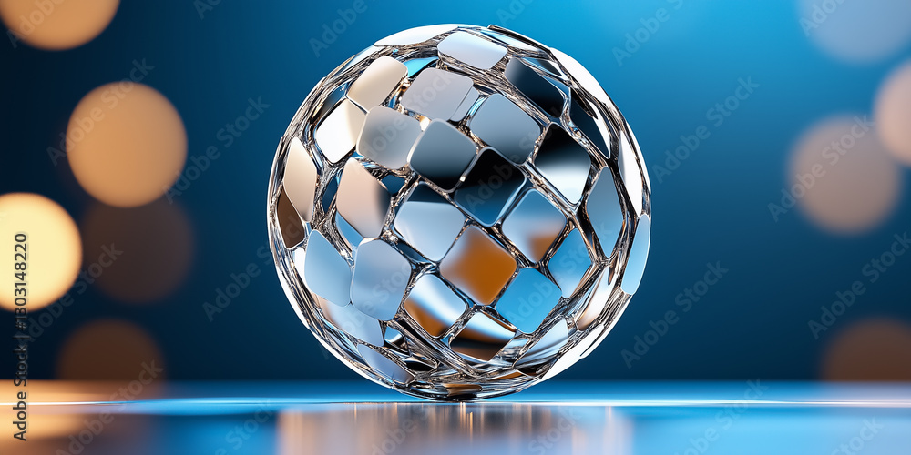 Poster a spherical form captures the essence of a data matrix, unfolding intricate patterns that shift and 