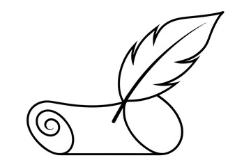 "Elegant Feather Quill and Scroll Design"
