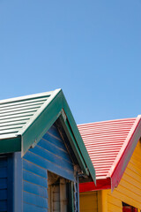 colorful beach houses, bathing boxes, change cubicles, at Muizenberg