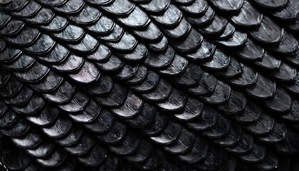 Texture of black dark dragon scales close up