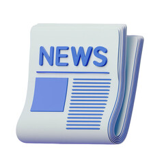 3D rolled up newspaper with the word NEWS printed on the front, 3D illustration