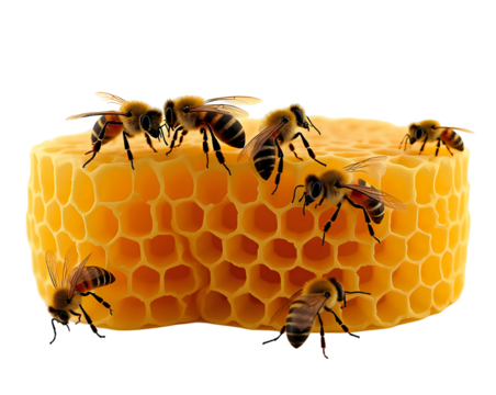 Nature's Masterpiece: Golden Honeycomb and Bees in Close Detail