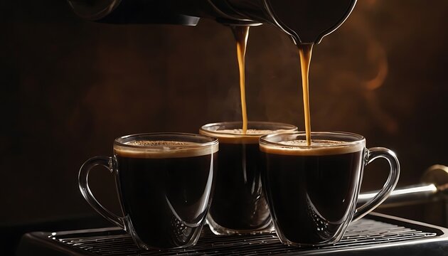 A Preparation coffee by using coffee machine. preparation, espresso, hot drink, drip, gold, horizontal, image, indoors, luxury, machine, machinery, no people, photo, 456