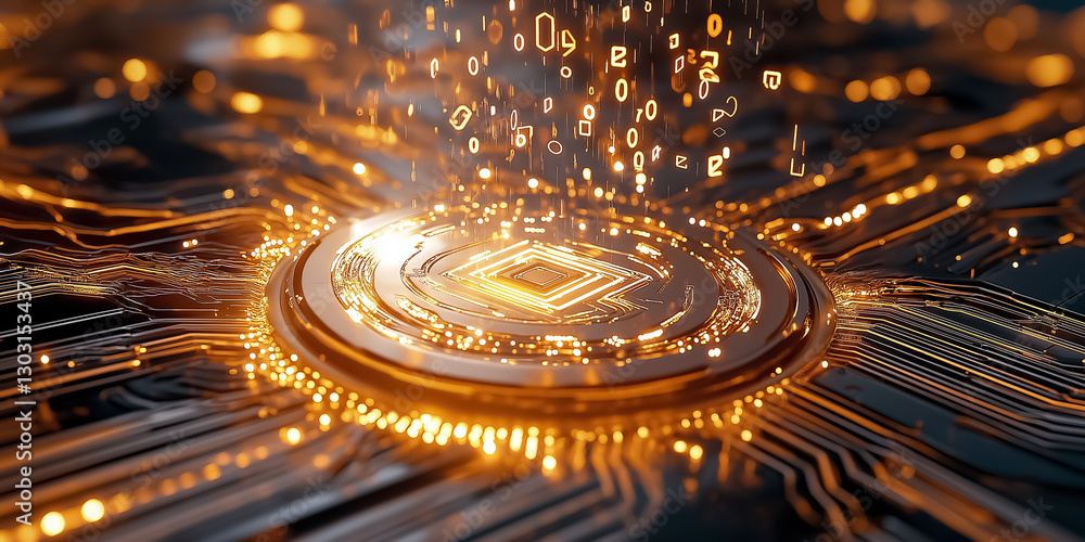 Poster a mesmerizing digital matrix comes to life as luminous symbols cascade downward, creating an etherea