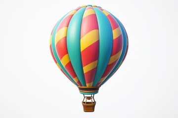 Fototapeta premium 3D hot air balloon symbol, bold design representing leisure flight on a white surface.