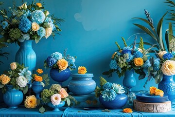 Serene Cerulean Ambiance for Chic Decor and Vibrant Arrangements