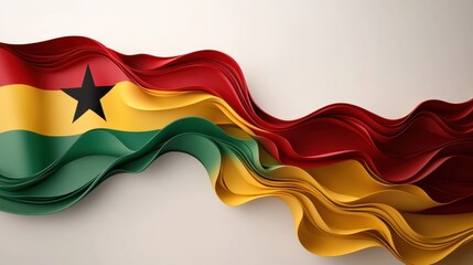 Fototapeta premium Waving Ghanaian Flag in Flowing Texture: An Artistic Representation of National Pride and Identity