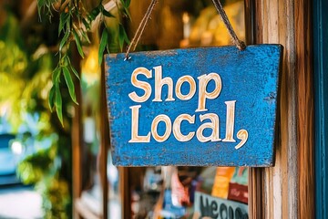 This inviting storefront highlights a Shop Local initiative to strengthen neighborhood ties.