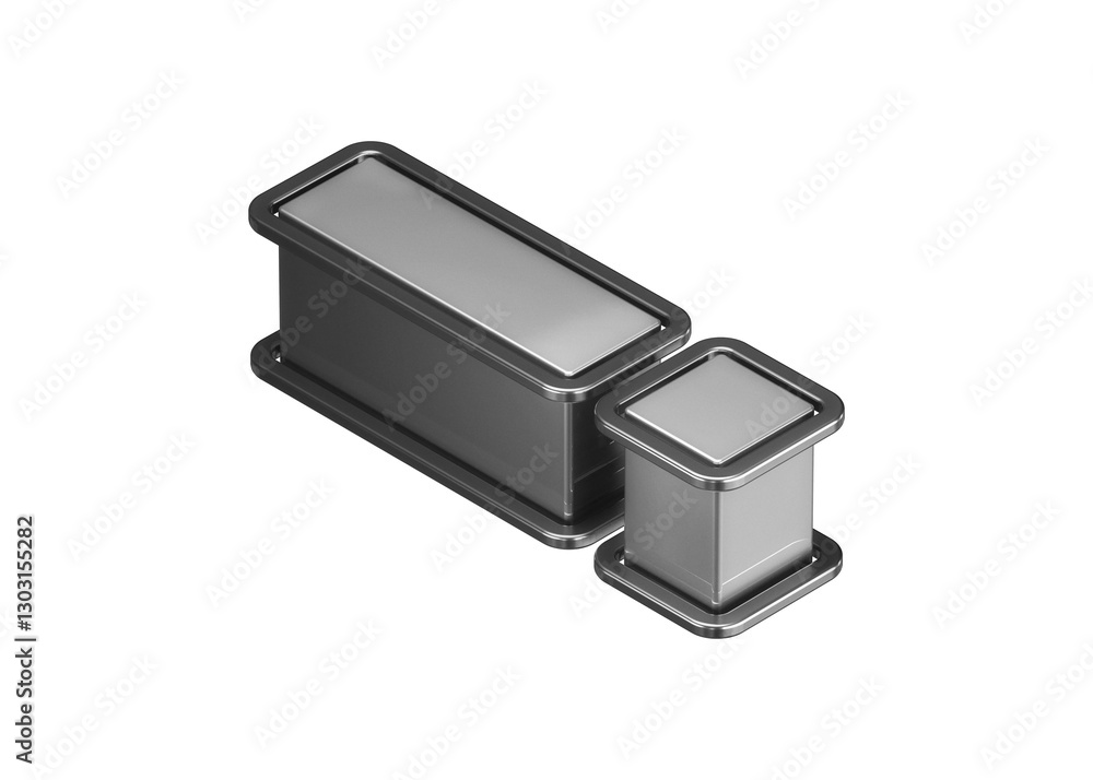Poster isometric 3d icon of an exclamation point in shiny silver from top. high quality 3d rendering displa