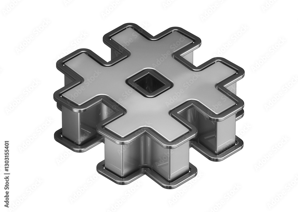 Poster hashtag isometric icon in shiny silver. 3d rendering display font suitable for poster, web, advertis