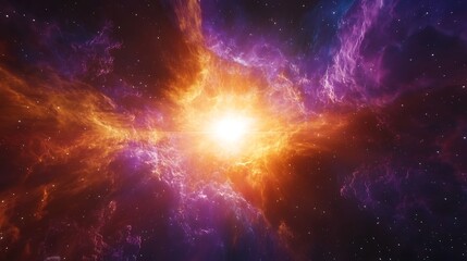 Fototapeta premium The glowing center of a nebula surrounded by colorful clouds of interstellar gas