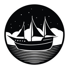 Boat Silhouette on the Horizon vector