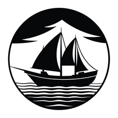 Boat Silhouette on the Horizon vector