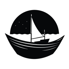 Boat Silhouette on the Horizon vector