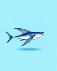Obraz premium stylized blue fish with large pectoral fins swimming gracefully