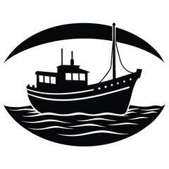 Boat Silhouette on the Horizon vector