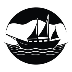 Boat Silhouette on the Horizon vector