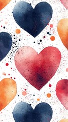 Elegant watercolor heart pattern in vibrant gradient colors