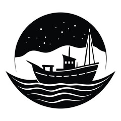 Boat Silhouette on the Horizon vector