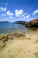 The sandy bay of Cala Bramassa, Punta Giglio, Porto Conte Capo Caccia Regional Park. Alghero, Sardinia. Italy