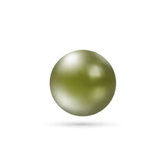 Realistic 3d pearl isolated on white background. Natural Jewel illustration. Green pearl. Eps 10