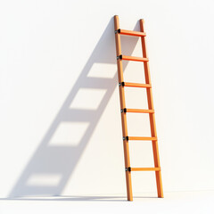 Illustration of a wooden ladder leaning against a white wall, symbolizing construction, climbing, and elevation