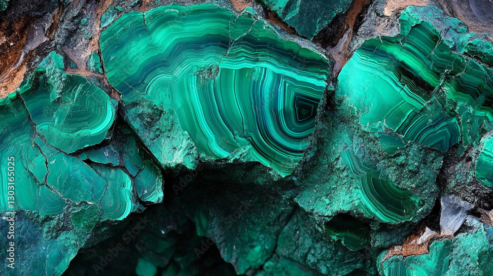 Poster close-up view of vibrant raw copper ore showcasing intricate patterns and textures in natural format