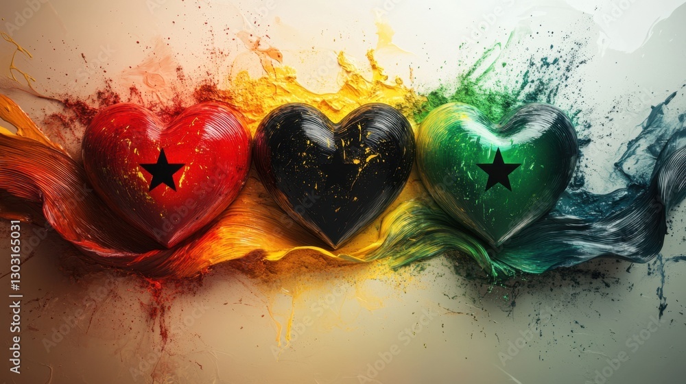 Poster creative & vibrant heart art symbolizing unity and diversity with splashing colors