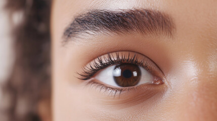 Obraz premium Cosmetologist Perfecting Brows: Professional Eyebrow Tinting for a Bold Look Watch as a beauty specialist tints a womanâs eyebrows, creating a polished and natural appearance. Expl