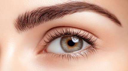 Obraz premium Cosmetologist Perfecting Brows: Professional Eyebrow Tinting for a Bold Look Watch as a beauty specialist tints a womanâs eyebrows, creating a polished and natural appearance. Expl