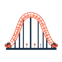 A simple roller coaster illustration featuring a tall looping track with carts at both ends. A minimalistic representation of theme park excitement