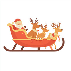 Naklejka premium Santa Claus in his red sleigh with reindeer, ready to deliver gifts on Christmas Eve, a symbol of holiday magic