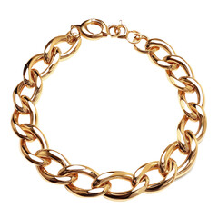 A luxury gold chain necklace on transparent background