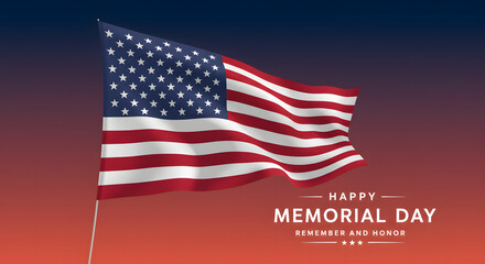 Fototapeta premium American Flag on Memorial Day with Patriotic Background
