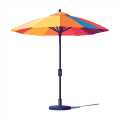 A vibrant multicolored patio umbrella with a solid base, offering stylish sun protection for outdoor spaces