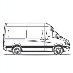 3D Glyph Line Icon of a delivery van representing efficient modern transportation services, on white background.