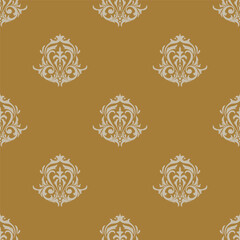 Damask seamless pattern, elegant floral ornament for print, vector 
