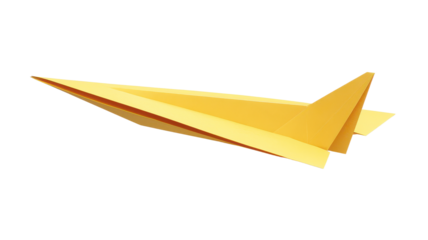 Yellow paper plane isolated on Cutout background.PNG