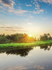Obraz premium Beautiful, serene landscape with a lake and trees