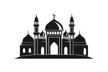 Silhouette of a Majestic Mosque, Perfect for Religious or Cultural Design