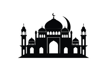 Silhouette of a Majestic Mosque, Perfect for Religious or Cultural Design