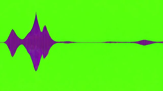 Audio Waveform Visualization: Abstract representation of an audio waveform in vibrant purple against a neon green background, suggesting sound dynamics.