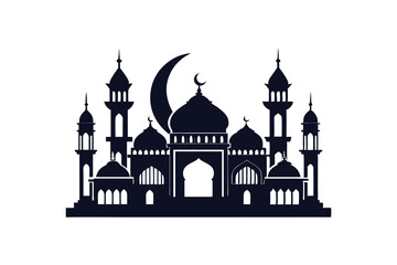 Silhouette of a Majestic Mosque, Perfect for Religious or Cultural Design