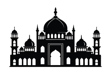Silhouette of a Majestic Mosque, Perfect for Religious or Cultural Design