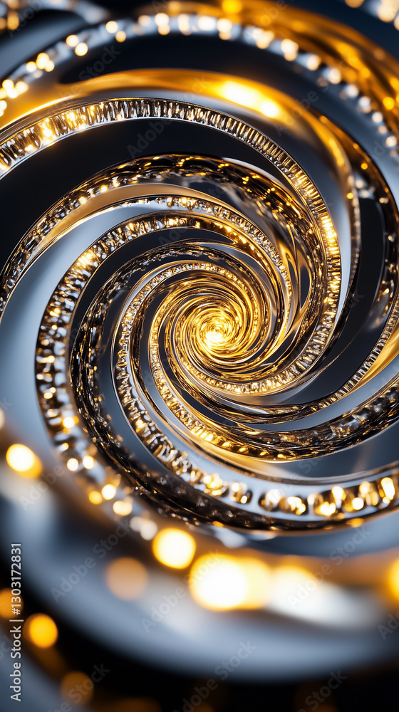 Poster a mesmerizing pattern unfolds as an infinite spiral of metallic texture reflects light in vibrant hu